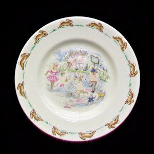 Royal Doulton & Co 6.5" BUNNYKINS Child Plate Dish 1954 Registry Nos. Rabbits